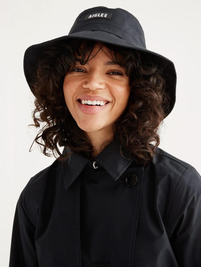 Aigle acessórios chapéu balde icônico gore-tex preto homens RX2B88359