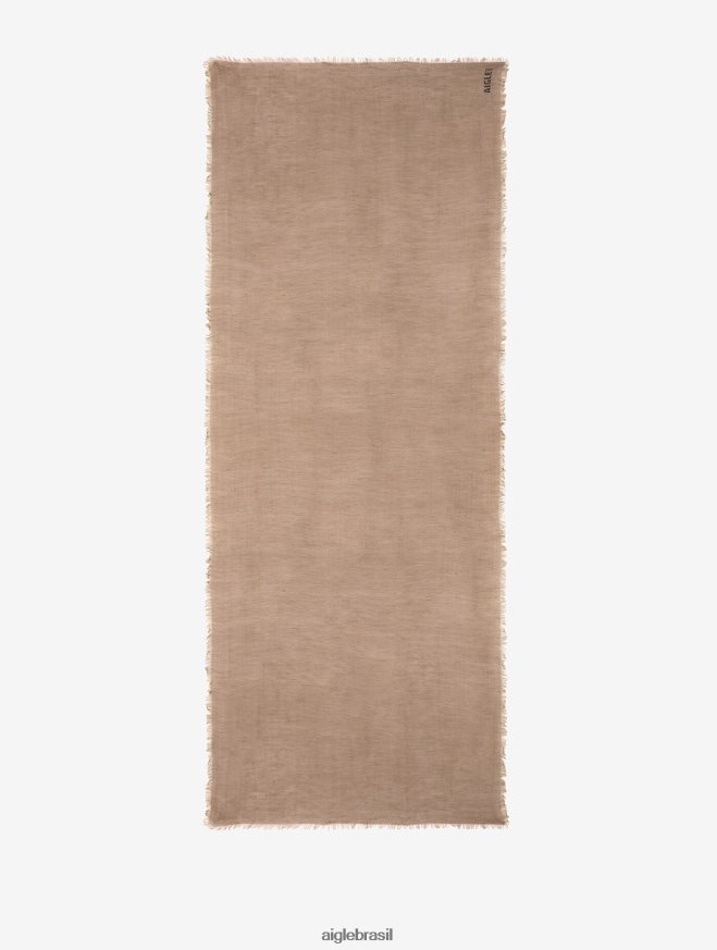 Aigle acessórios lenço de linho liso com franja capuccino homens RX2B88382