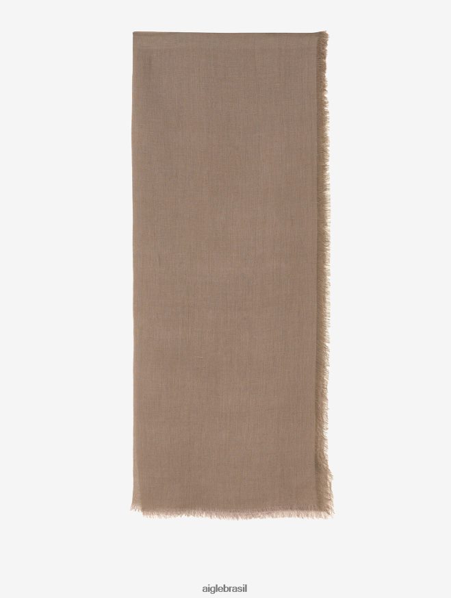 Aigle acessórios lenço de linho liso com franja capuccino homens RX2B88382