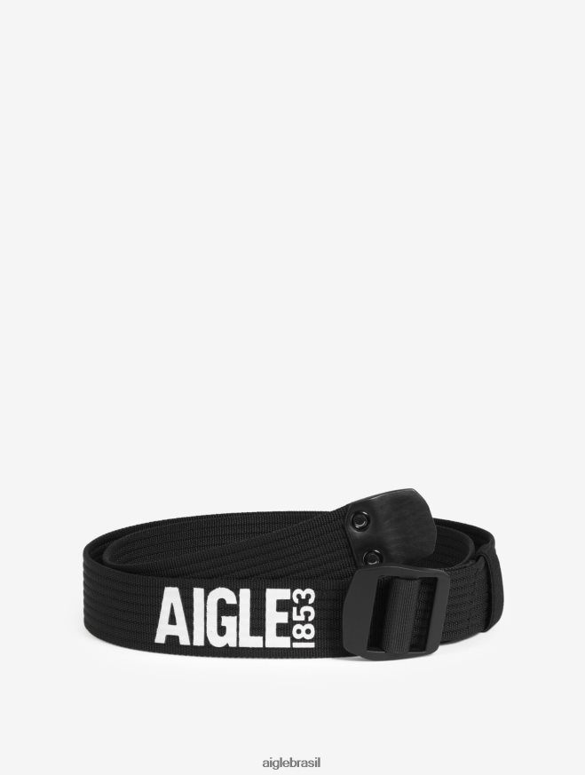 Aigle acessórios cinto icônico com logotipo - fivela de metal preto homens RX2B88411