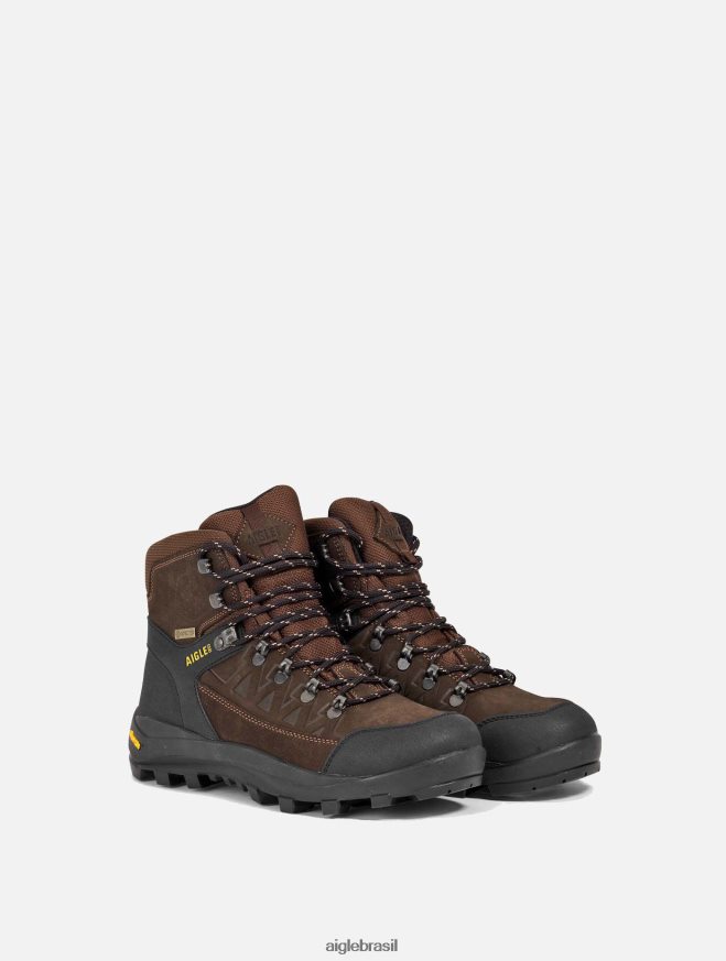 Aigle botas botins de couro dividido de alto desempenho marrom escuro homens RX2B88321