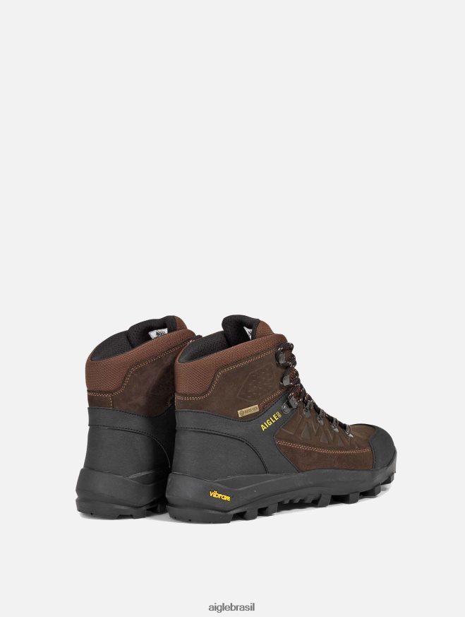 Aigle botas botins de couro dividido de alto desempenho marrom escuro homens RX2B88321