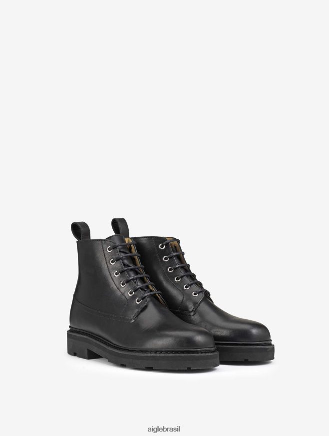 Aigle botas a bota de couro com costura norueguesa preto homens RX2B88306