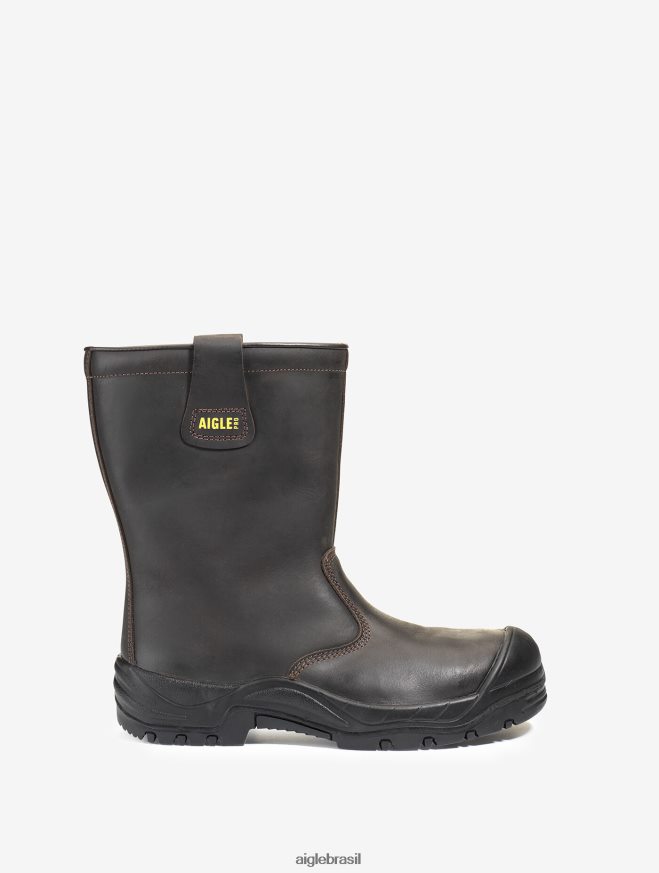 Aigle botas a bota de segurança de couro com isolamento à prova d'água marrom escuro homens RX2B88297