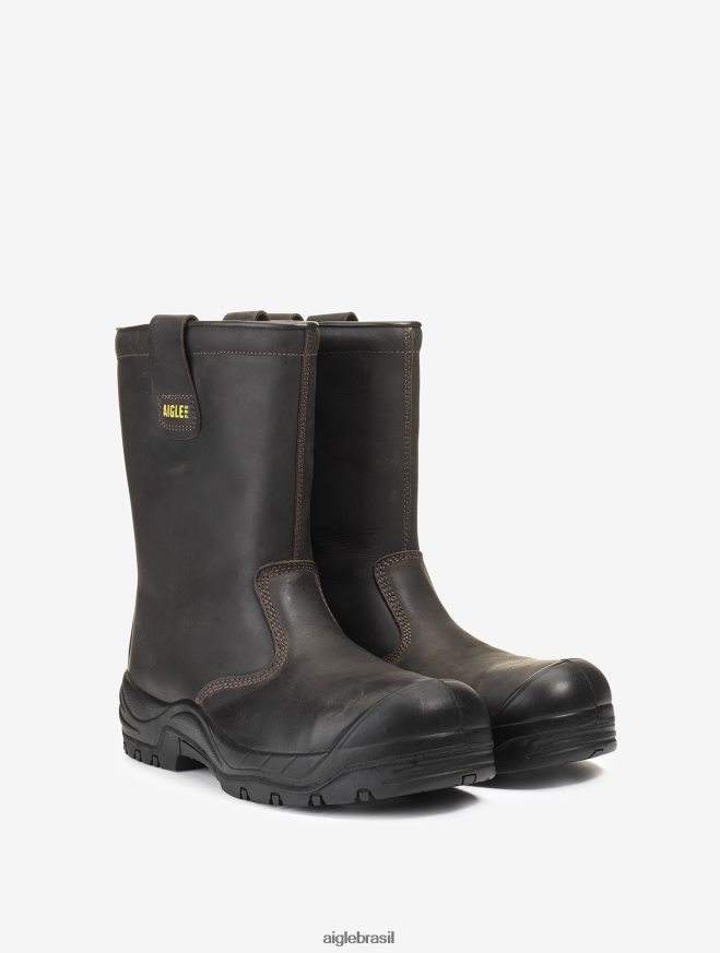 Aigle botas a bota de segurança de couro com isolamento à prova d'água marrom escuro homens RX2B88297