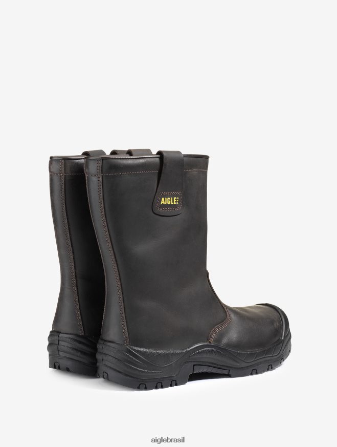 Aigle botas a bota de segurança de couro com isolamento à prova d'água marrom escuro homens RX2B88297