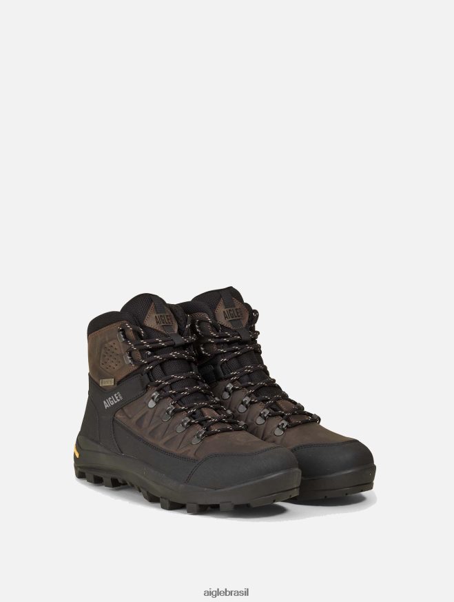 Aigle botas bota de chuva de tornozelo de alto desempenho marrom escuro homens RX2B88269