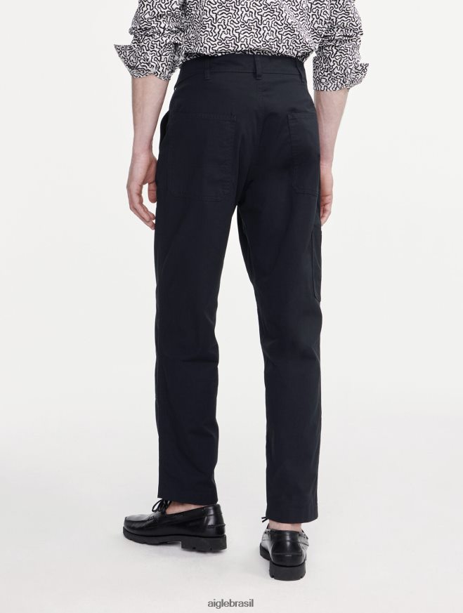 Aigle roupas calça de sarja quebrada de carpinteiro preto homens RX2B8872