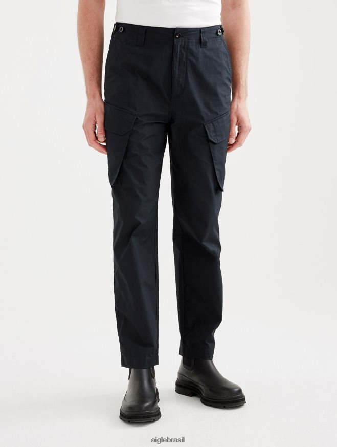 Aigle roupas calças cargo de popeline preto homens RX2B88142