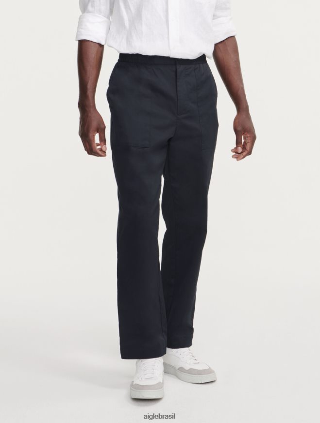 Aigle roupas calças de secagem rápida com cintura elástica preto homens RX2B8841