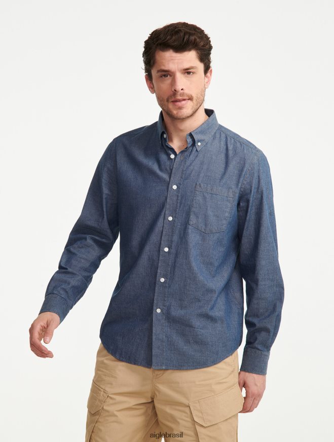 Aigle roupas camisa cambraia manga longa cambraia homens RX2B88140