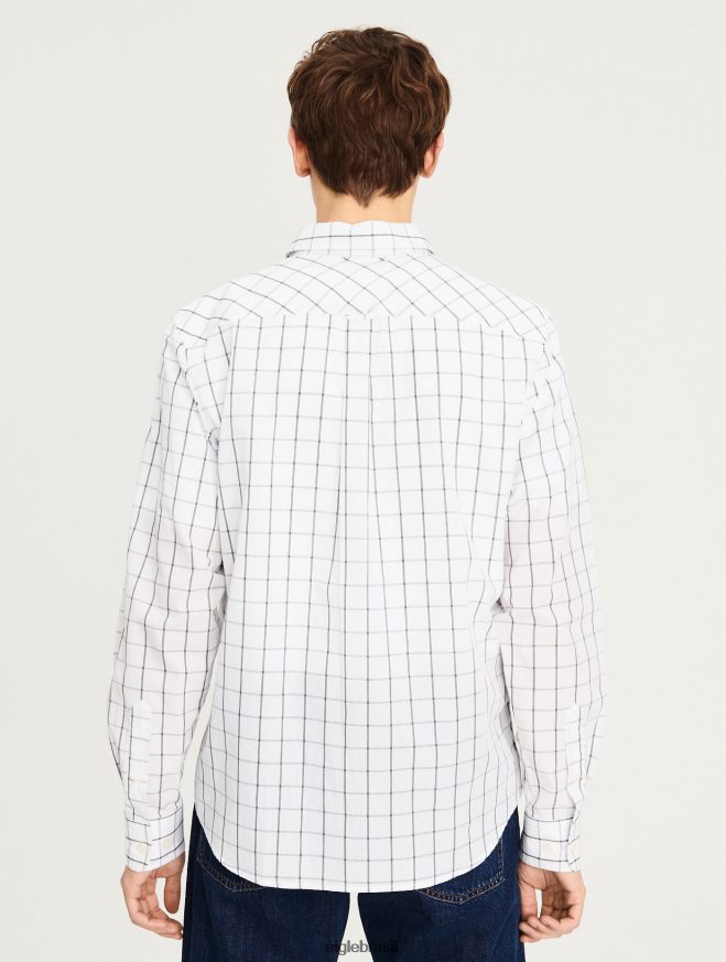 Aigle roupas camisa da verificação branco homens RX2B88104