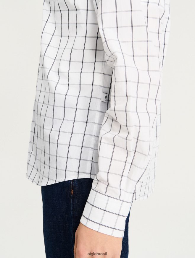 Aigle roupas camisa da verificação branco homens RX2B88104