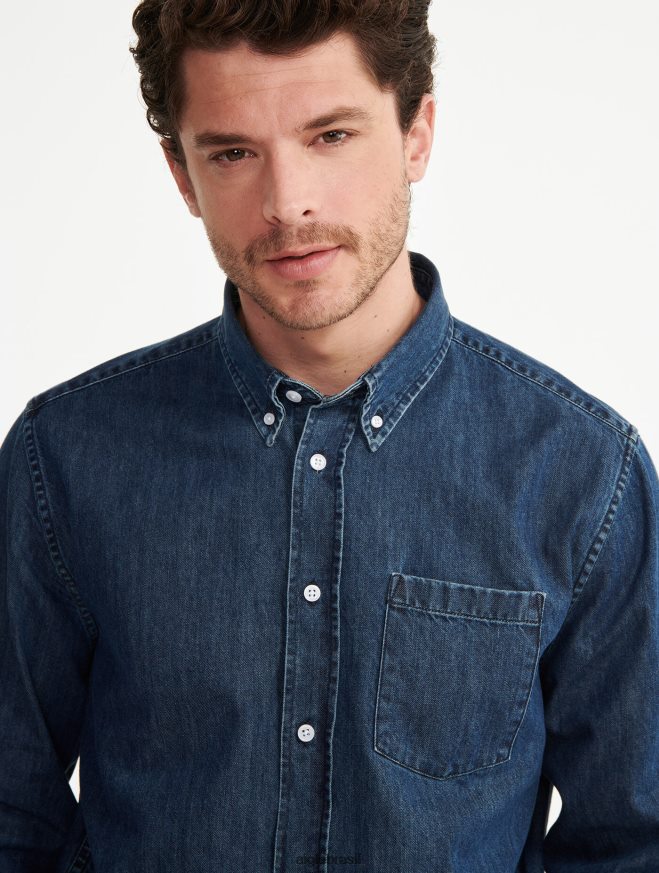 Aigle roupas camisa jeans manga longa jeans homens RX2B88105