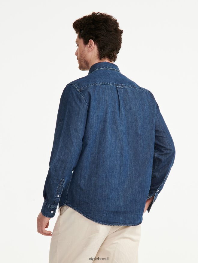 Aigle roupas camisa jeans manga longa jeans homens RX2B88105