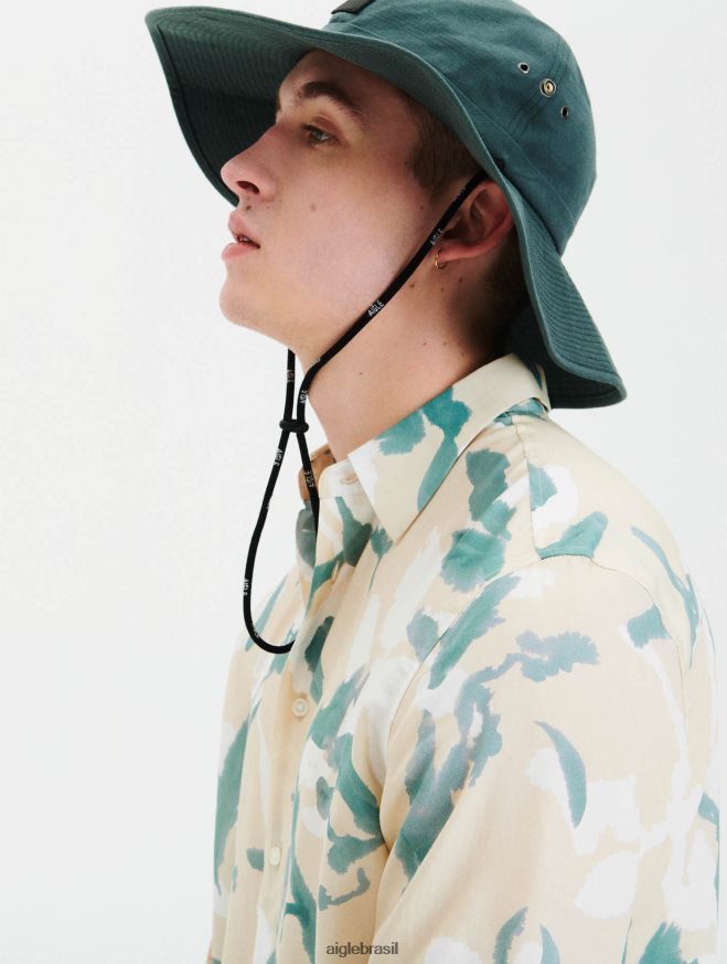 Aigle roupas camisa manga curta corte reto biscoito pr homens RX2B8867