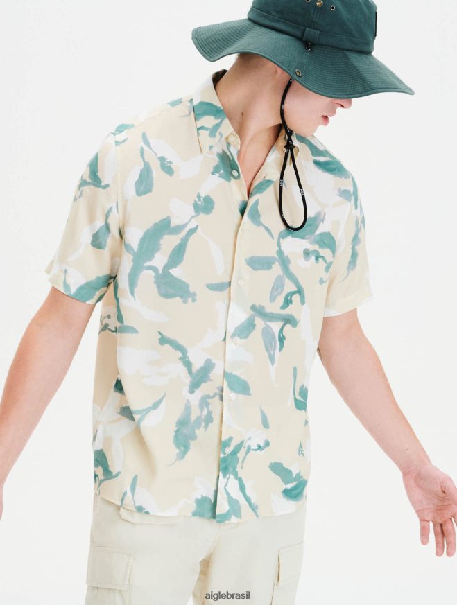 Aigle roupas camisa manga curta corte reto biscoito pr homens RX2B8867