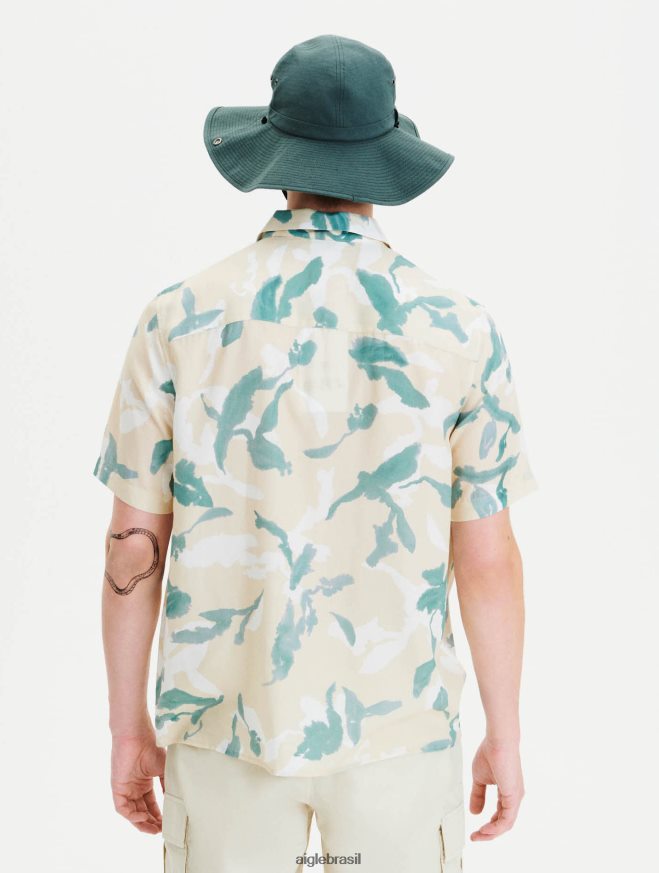 Aigle roupas camisa manga curta corte reto biscoito pr homens RX2B8867