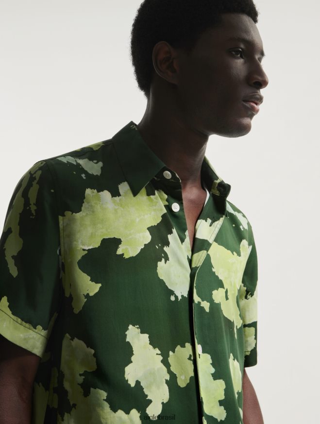 Aigle roupas camisa manga curta estampada em liocel pr botânico homens RX2B88120