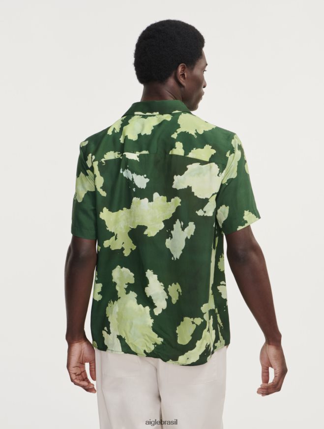 Aigle roupas camisa manga curta estampada em liocel pr botânico homens RX2B88120