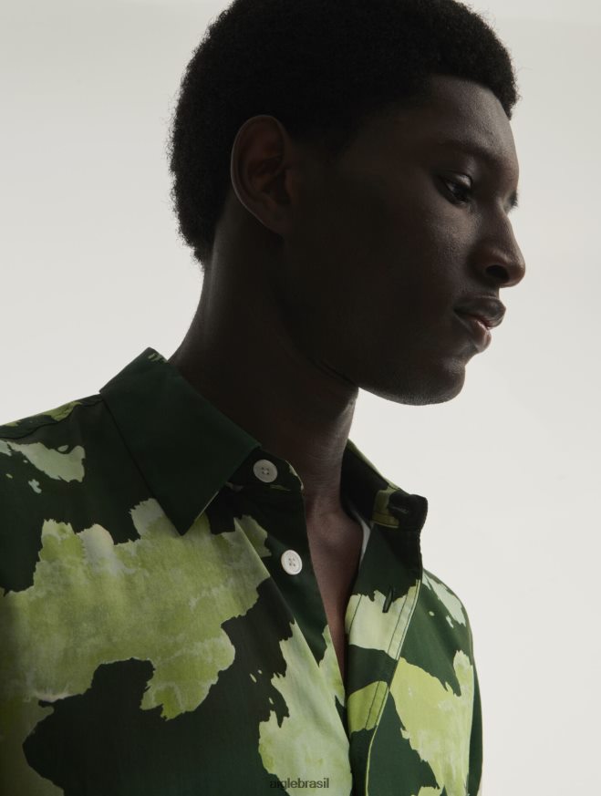 Aigle roupas camisa manga curta estampada em liocel pr botânico homens RX2B88120