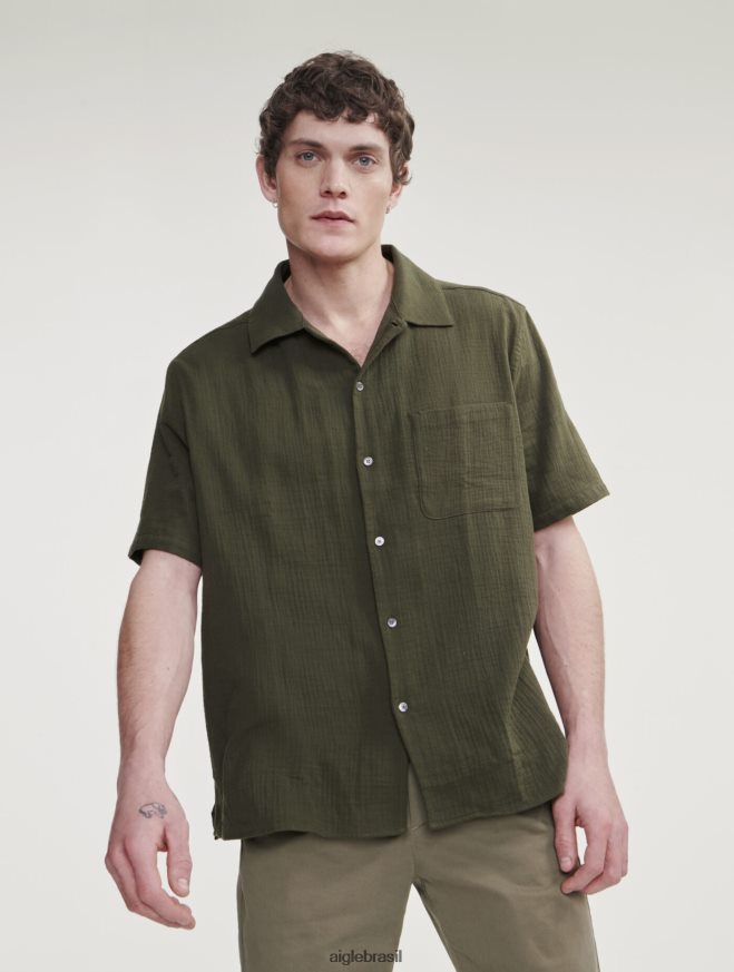 Aigle roupas camisa manga curta gás algodão advogado homens RX2B8821