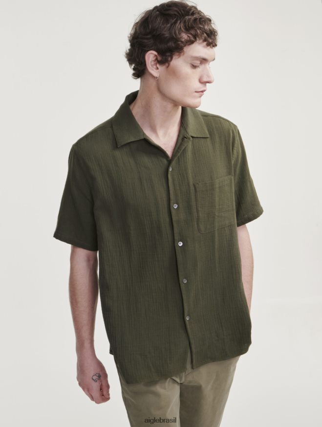 Aigle roupas camisa manga curta gás algodão advogado homens RX2B8821