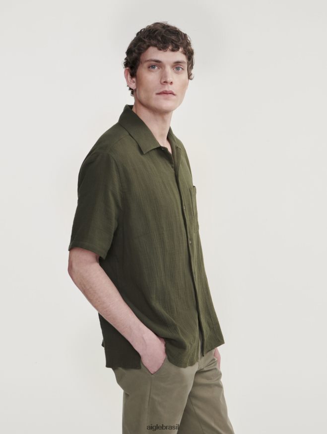 Aigle roupas camisa manga curta gás algodão advogado homens RX2B8821