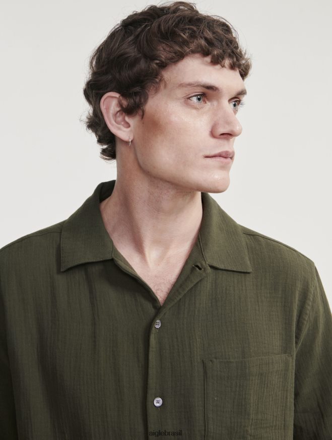 Aigle roupas camisa manga curta gás algodão advogado homens RX2B8821