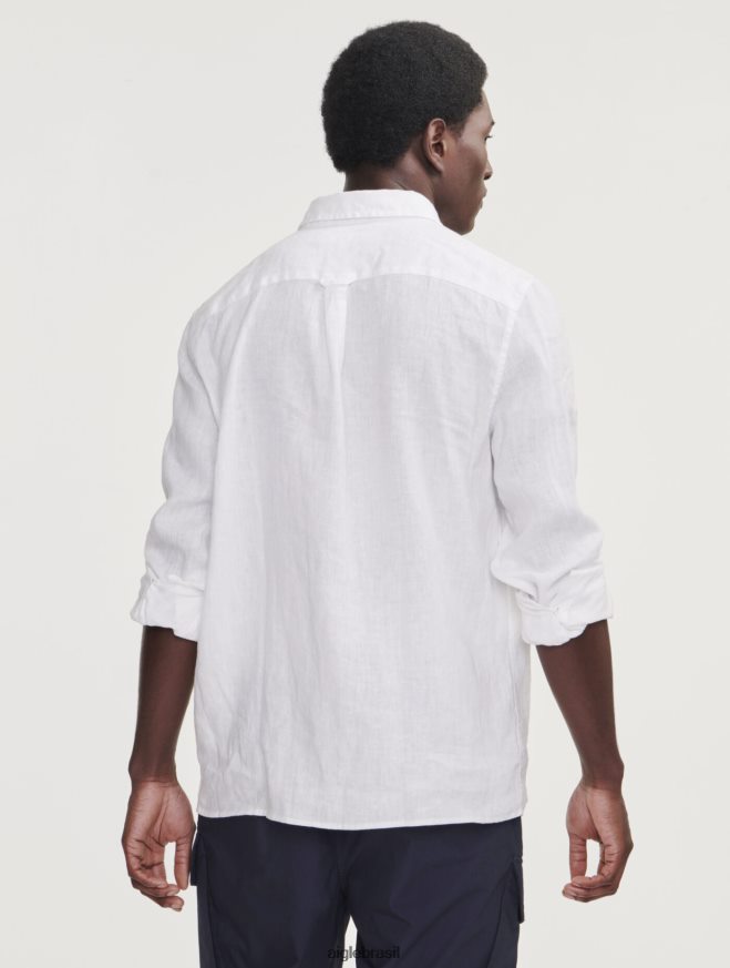 Aigle roupas camisa manga longa em linho branco homens RX2B8832