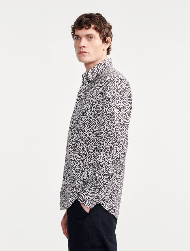 Aigle roupas camisa manga longa estampada em popeline lait pr homens RX2B8858