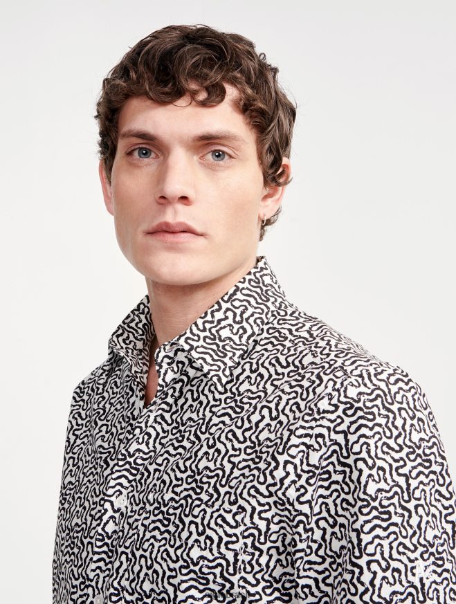 Aigle roupas camisa manga longa estampada em popeline lait pr homens RX2B8858