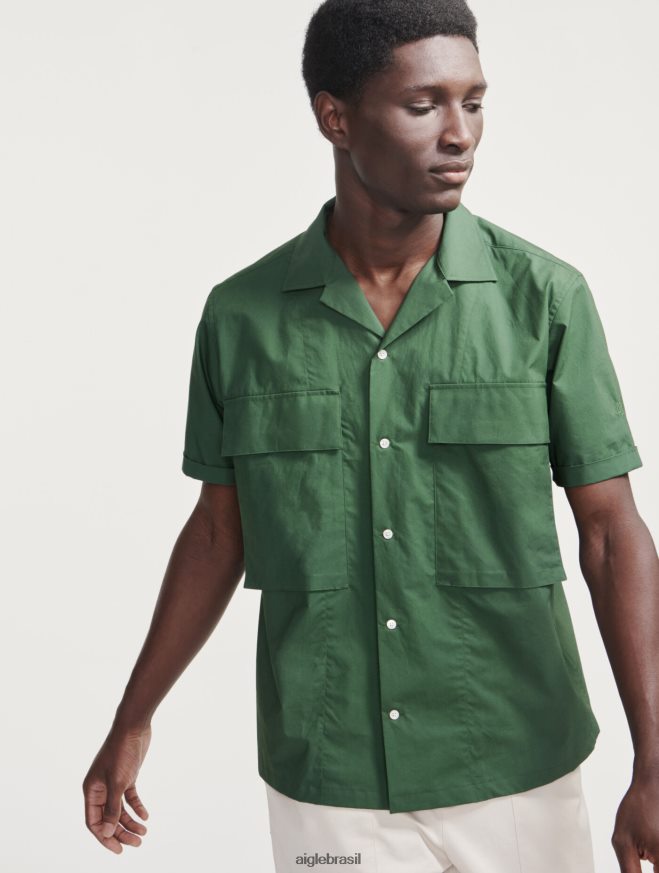 Aigle roupas camisa militar manga curta botânico homens RX2B8856