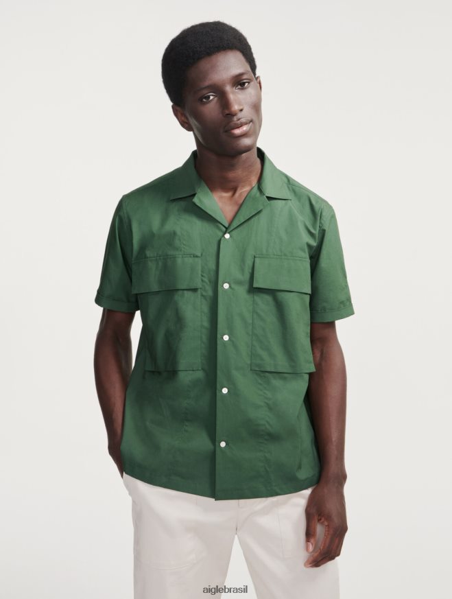 Aigle roupas camisa militar manga curta botânico homens RX2B8856