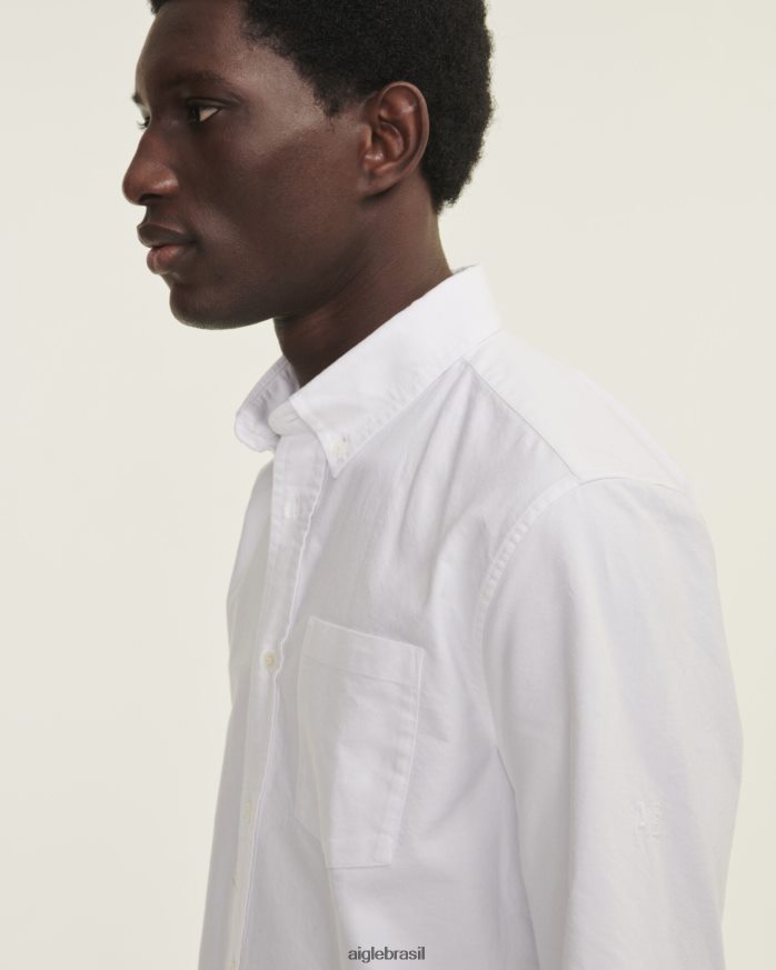 Aigle roupas camisa oxford manga longa branco homens RX2B8848