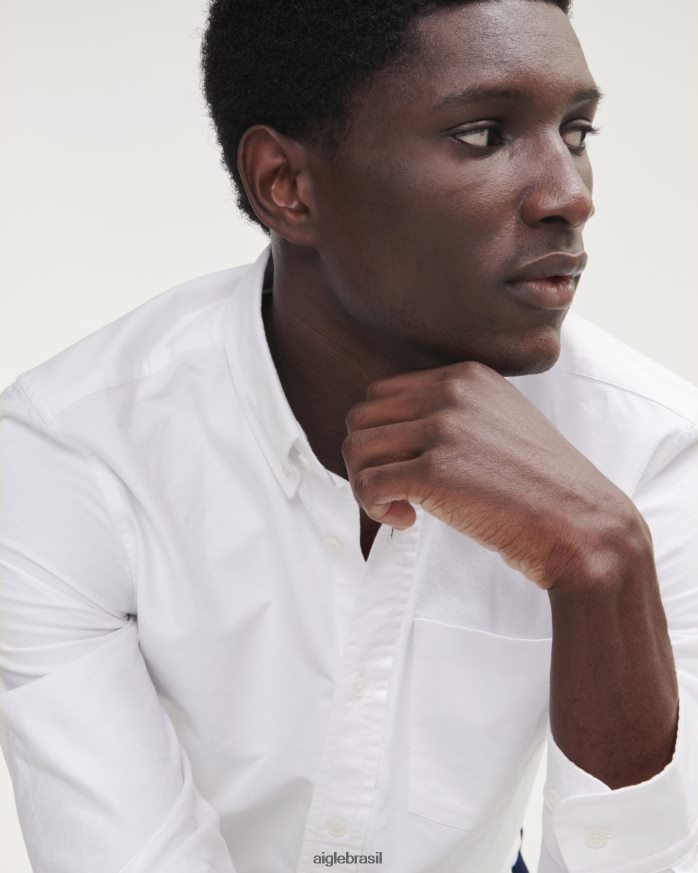 Aigle roupas camisa oxford manga longa branco homens RX2B8848