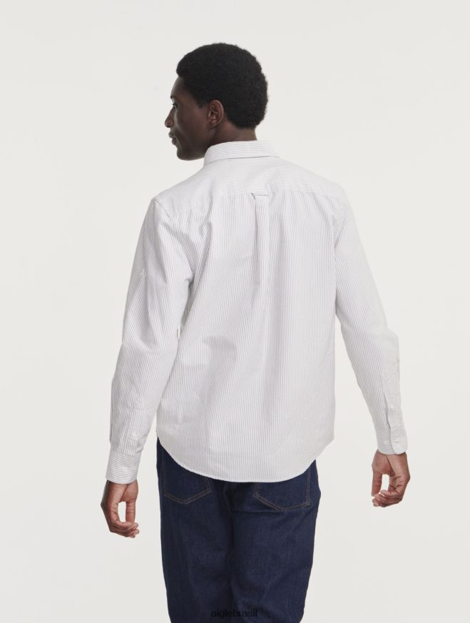 Aigle roupas camisa oxford manga longa listrada Rua Taillis homens RX2B8890