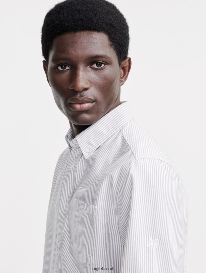 Aigle roupas camisa oxford manga longa listrada Rua Taillis homens RX2B8890