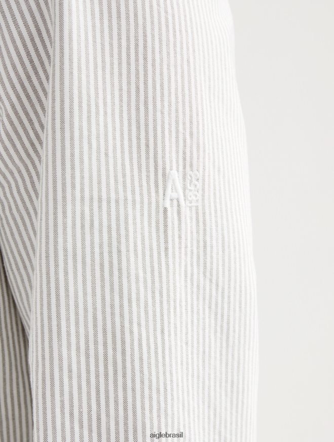 Aigle roupas camisa oxford manga longa listrada Rua Taillis homens RX2B8890