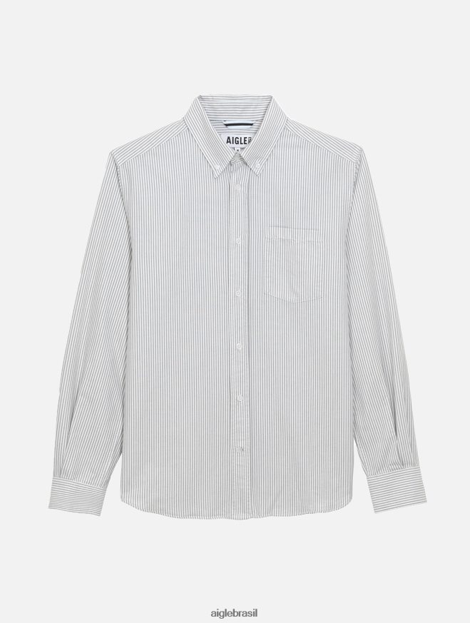 Aigle roupas camisa oxford manga longa listrada Rua Taillis homens RX2B8890