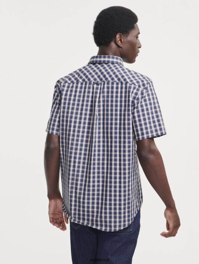 Aigle roupas camisa xadrez manga curta império ch homens RX2B88100