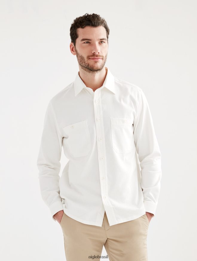 Aigle roupas camiseta manga longa algodão/linho leite homens RX2B88126