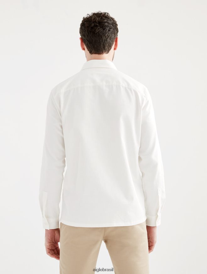 Aigle roupas camiseta manga longa algodão/linho leite homens RX2B88126