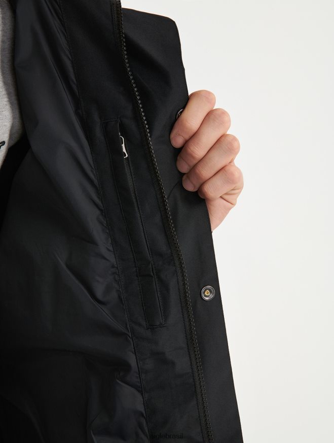 Aigle roupas jaqueta gore-tex com capuz curto preto homens RX2B88215