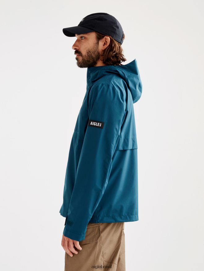 Aigle roupas jaqueta mtd com capuz curto tempestade azul homens RX2B88209