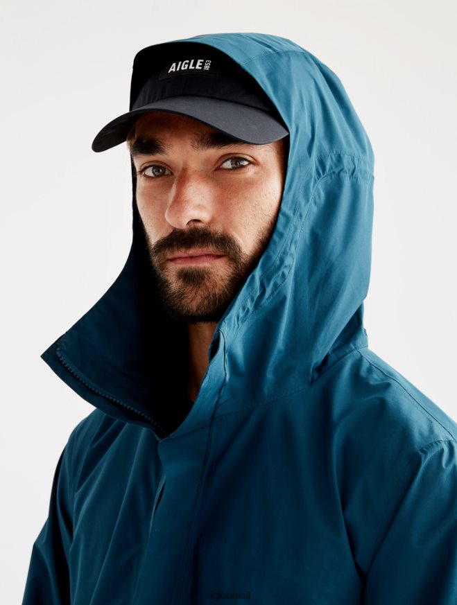 Aigle roupas jaqueta mtd com capuz curto tempestade azul homens RX2B88209