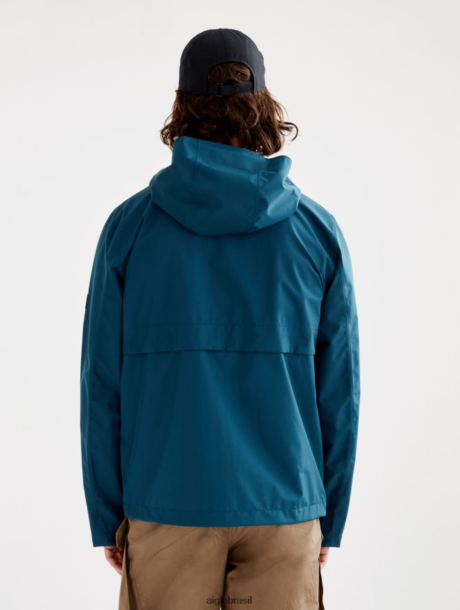 Aigle roupas jaqueta mtd com capuz curto tempestade azul homens RX2B88209