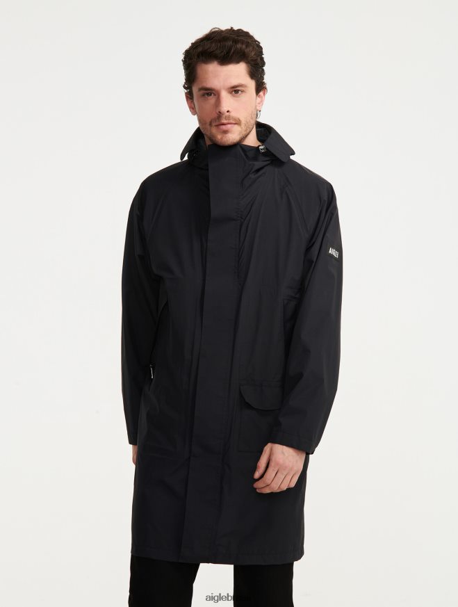 Aigle roupas jaqueta mtd com capuz longo preto homens RX2B88184