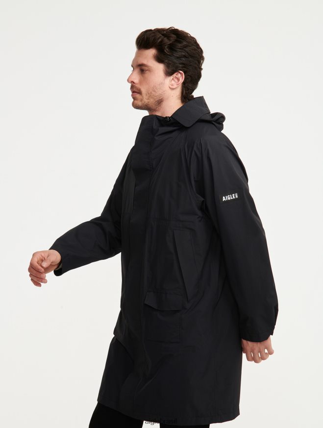 Aigle roupas jaqueta mtd com capuz longo preto homens RX2B88184