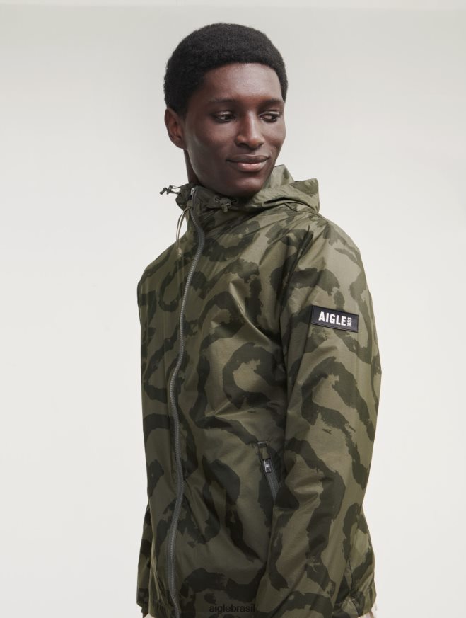 Aigle roupas jaqueta resistente à água com estampa compactável taillis pr eu homens RX2B88192